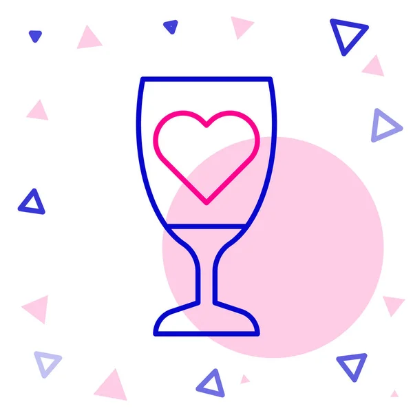 Line Sklenice Ikony Šampaňského Izolované Bílém Pozadí Šťastný Valentýn Barevný — Stockový vektor