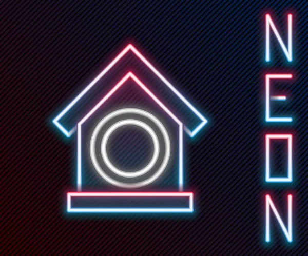 Glödande Neon Line Dog House Ikon Isolerad Svart Bakgrund Hundkennel — Stock vektor