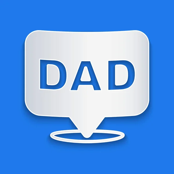 Χαρτί Περικοπή Ομιλία Εικόνα Μπαμπάς Φούσκα Απομονώνονται Μπλε Φόντο Ευτυχισμένη — Διανυσματικό Αρχείο