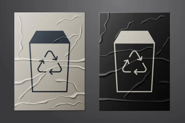 Weißer Papierkorb Mit Recycling Symbol Auf Zerknülltem Papierhintergrund Mülleimer Symbol — Stockvektor