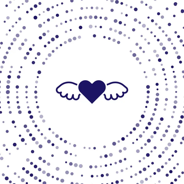 Blue Heart Med Vingar Ikon Isolerad Vit Bakgrund Kärlekssymbol Glad — Stock vektor