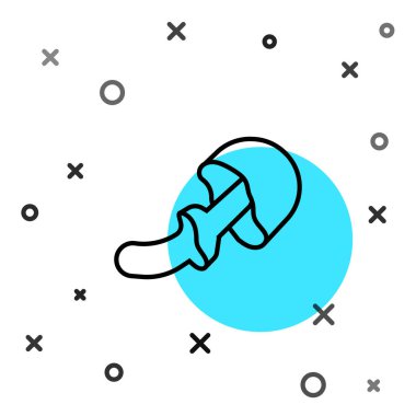 Siyah çizgi Psilocybin mantar ikonu beyaz arkaplanda izole edilmiş. Psikedelik halüsinasyon. Rastgele dinamik şekiller. Vektör.