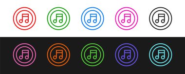 Satır Müzik, ton simgesi siyah ve beyaz arkaplanda izole edildi. Vektör.