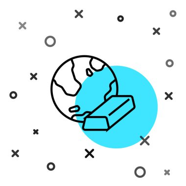 Siyah çizgi altın çubuk simgesi beyaz arkaplanda izole edildi. Bankacılık işi konsepti. Rastgele dinamik şekiller. Vektör