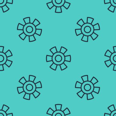 Siyah çizgi Sun simgesi yeşil arkaplanda izole edilmiş pürüzsüz desen. Vektör