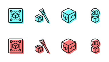 Satır Isometric Küpü, Geometrik Şekil Küpü ve simgeyi ayarla. Vektör