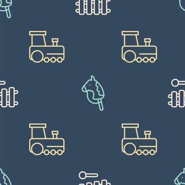 Hat ksilofonu, oyuncak treni ve atı kusursuz şekilde ayarlayın. Vektör