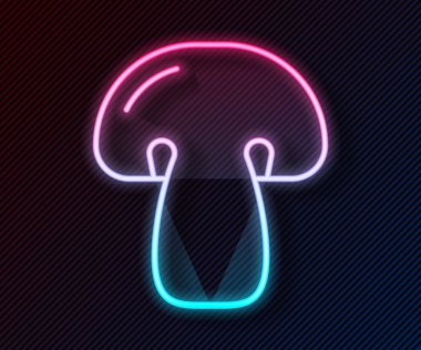 Parlayan neon hattı mantar ikonu Parlayan neon çizgi arkaplanını izole etti. Vektör.