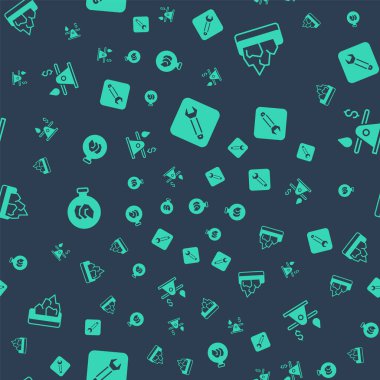 İngiliz anahtarı madencilik sergisini maden taşları ve petrol parasıyla pürüzsüz desenlere ayarlayın. Vektör.