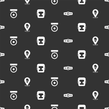 Boks kemerini, eldiveni, gongu ve kaskı kusursuz şekilde ayarla. Vektör