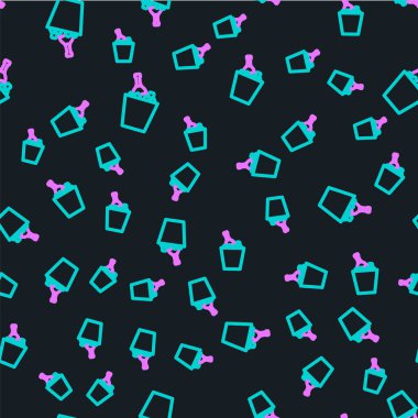 Buz kovası ikonunda bir şişe şampanya siyah arka planda izole edilmiş. Vektör İllüstrasyonu.