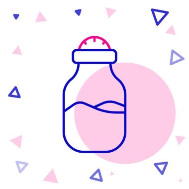 Beyaz arkaplanda izole edilmiş çizgi baharat kutusu simgesi. Baharat koleksiyonu. Baharat, cam kutunun içindeki baharatlar. Renkli taslak konsepti. Vektör