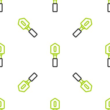 Çizgi küreği simgesi beyaz arkaplanda izole edilmiş kusursuz desen. Bahçe aletleri. Bahçecilik, tarım, çiftçilik aleti. Vektör