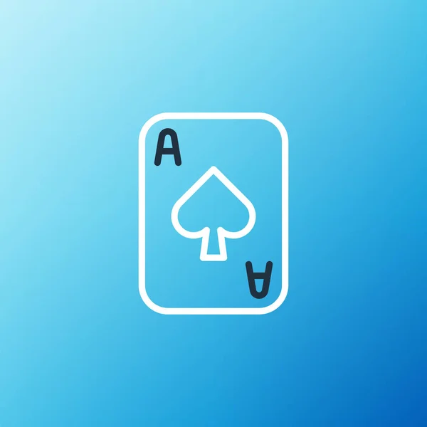 Ícone Cartas Jogo Linha Isolado Fundo Azul Jogo Casino Conceito —  Vetores de Stock