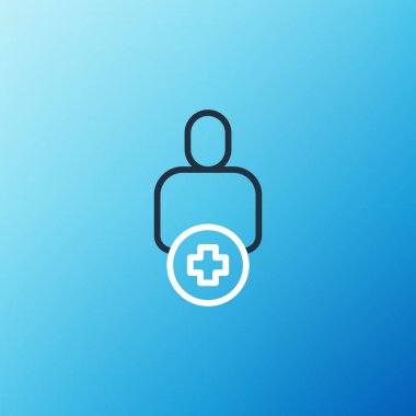 Mavi arkaplanda izole edilmiş arkadaş simgesine satır ekle. Renkli taslak konsepti. Vektör