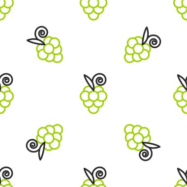 Çizgi üzümlü meyve ikonu beyaz arka planda izole edilmiş pürüzsüz desen. Vektör