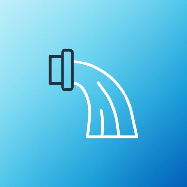 Kova burcu çizgi simgesi mavi arka planda izole edildi. Astrolojik yıldız falı koleksiyonu. Renkli taslak konsepti. Vektör