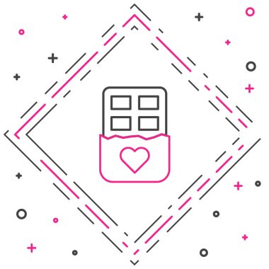 Line Chocolate bar icon isolated on white background. Happy Valentines day. Colorful outline concept. Vector