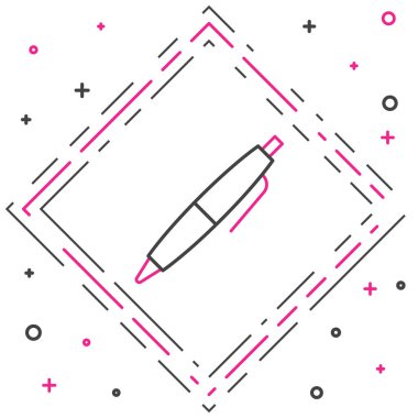 Beyaz arkaplanda satır kalem simgesi izole edildi. Renkli taslak konsepti. Vektör