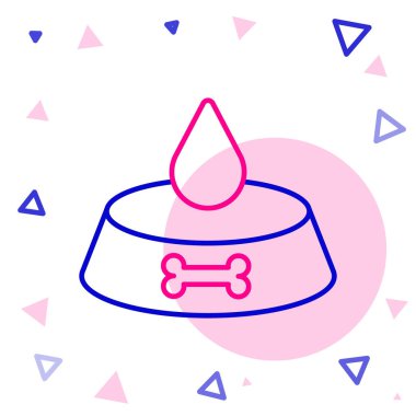 Beyaz arka planda izole edilmiş kedi ya da köpek ikonu için evcil hayvan yemek kasesi. Köpek ya da kedi pençesi izi. Renkli taslak konsepti. Vektör