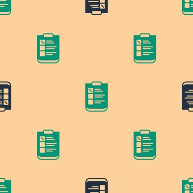 Yeşil ve siyah Psikolojik test ikonu bej arka planda kusursuz desen izole etti. Vektör