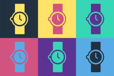 Pop Art Wist saat simgesi renk arkaplanında izole. Kol saati simgesi. Vektör