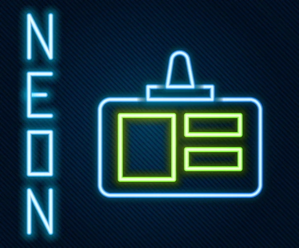 Gloeiende Neon Lijn Identificatie Badge Pictogram Geïsoleerd Zwarte Achtergrond Het — Stockvector