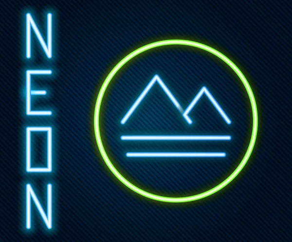 Glödande Neon Linje Jord Inslag Symbolen Alkemi Ikon Isolerad Svart — Stock vektor