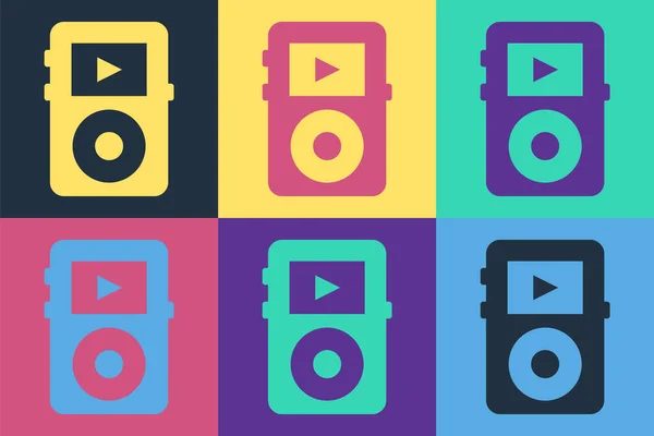 流行艺术音乐播放器图标孤立的色彩背景 便携式音乐设备 — 图库矢量图片