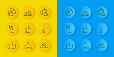 Hat El 'i takım lideri, konuşmacı, proje ekibi üssü, kafa avcılığı ve medya projektör ikonu gibi ayarlayın. Vektör