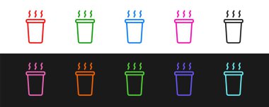 Siyah beyaz arkaplanda izole edilmiş çay ikonu çizgisi. Vektör