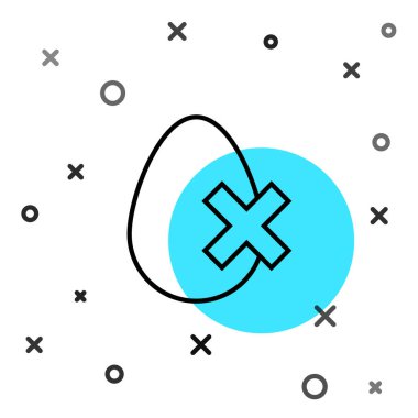 Siyah çizgi. Beyaz arka planda yumurta simgesi yok. Rastgele dinamik şekiller. Vektör