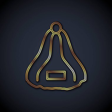 Gold line Sauna hat icon isolated on black background.  Vector
