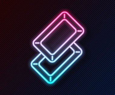 Parlayan neon çizgisi simgesi siyah arkaplanda izole edilmiş. Bankacılık işi konsepti. Vektör