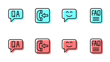 Gülen yüz, Soru ve Cevap, Gelen arama telefonu ve SSS bilgi simgesini ayarlayın. Vektör