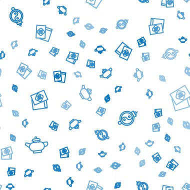 Çin çay seremonisi, kağıt fener ve yeni yılı pürüzsüz bir şablona ayarla. Vektör