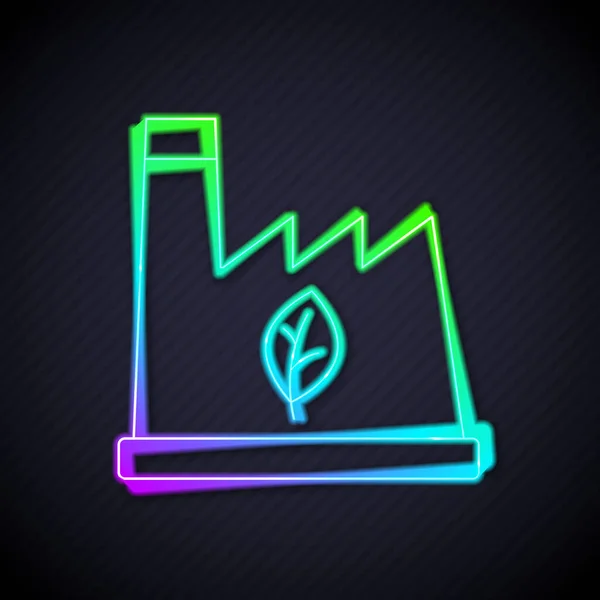 Leuchtende Neon Linie Pflanzen Recycling Müll Symbol Isoliert Auf Schwarzem — Stockvektor