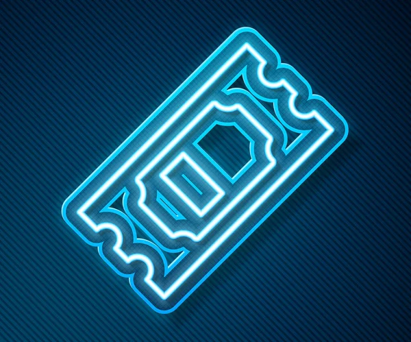 Glowing Neon Line Cinema Ticket Icon Isolated Blue Background Vector — Stock Vector