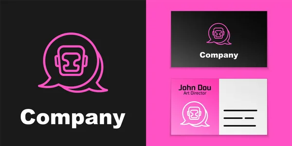 Pink Line Boxing Helmet Icon Isolated Black Background Logo Design — Image vectorielle