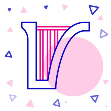 Harp simgesi beyaz arkaplanda izole edildi. Klasik müzik enstrümanı, orkestra akustik elementi. Renkli taslak konsepti. Vektör