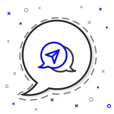 Şehir haritası gezinme simgesinin çizgi bilgileri beyaz arkaplanda izole edildi. Arayüz tasarımı. Yer belirleme konsepti. Renkli taslak konsepti. Vektör