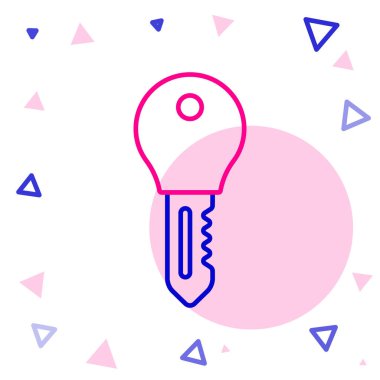 Line Hotel kapı kilidi simgesi beyaz arkaplanda izole edildi. Renkli taslak konsepti. Vektör