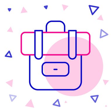 Sırt çantası simgesi beyaz arkaplanda izole edildi. Kamp ve dağ gezisi sırt çantası. Renkli taslak konsepti. Vektör