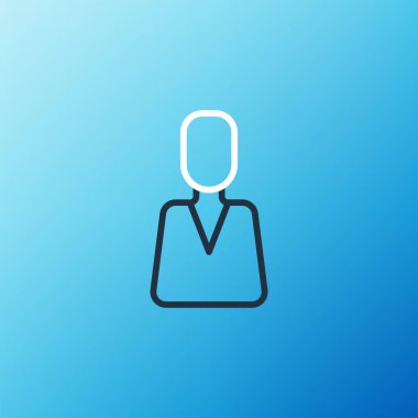 Satır Çalışanı simgesi mavi arkaplanda izole edildi. Kafa avcılığı. İş hedefi ya da İş Bulma. İş için insan kaynakları ve adam toplama. Renkli taslak konsepti. Vektör