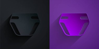 Kağıt kesiği Yetişkin bezi simgesi mor arka planda siyah üzerine izole edilmiş. Kağıt sanatı tarzı. Vektör.