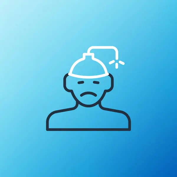 Line Concussion Headache Dizziness Migraine Icon Isolated Blue Background Colorful — Stock Vector