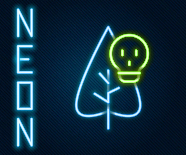Glödande Neon Linje Poison Blomma Ikon Isolerad Svart Bakgrund Färgstarkt — Stock vektor