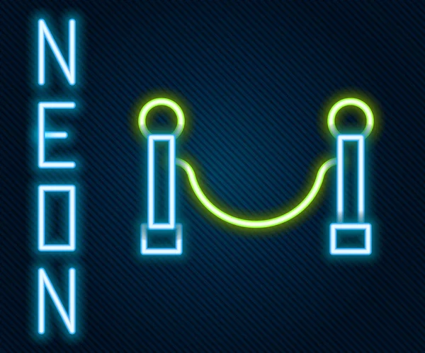 Glödande Neon Line Rep Barriär Ikon Isolerad Svart Bakgrund Vip — Stock vektor