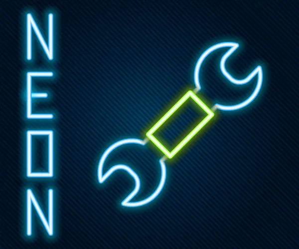 Zářící Neonová Čára Klíč Klíč Ikona Izolované Černém Pozadí Nástroj — Stockový vektor