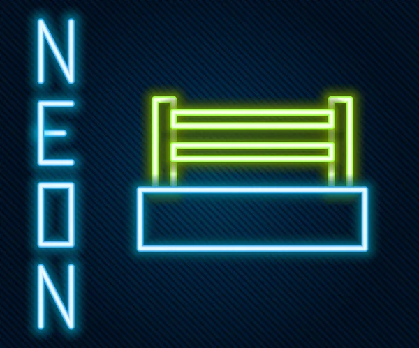 Glödande Neon Linje Boxning Ring Ikon Isolerad Svart Bakgrund Färgstarkt — Stock vektor